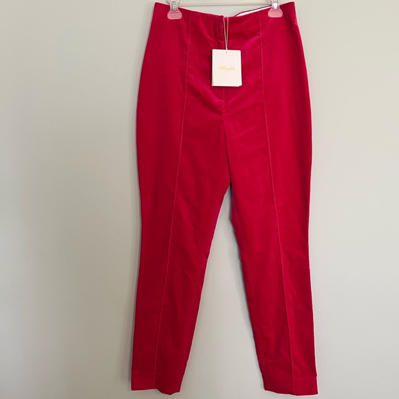 NWT Diane von Furstenberg Hot Pink Velvet High Waisted Pants Size 10 - Picture 3 of 9